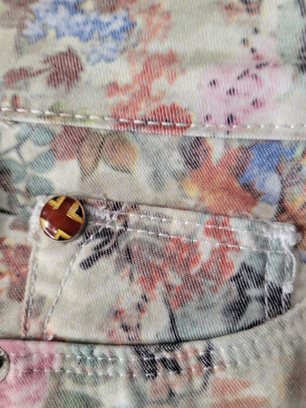 Hudson Jeans Kids Floral Print Cream Jeans - Picture 4 of 6